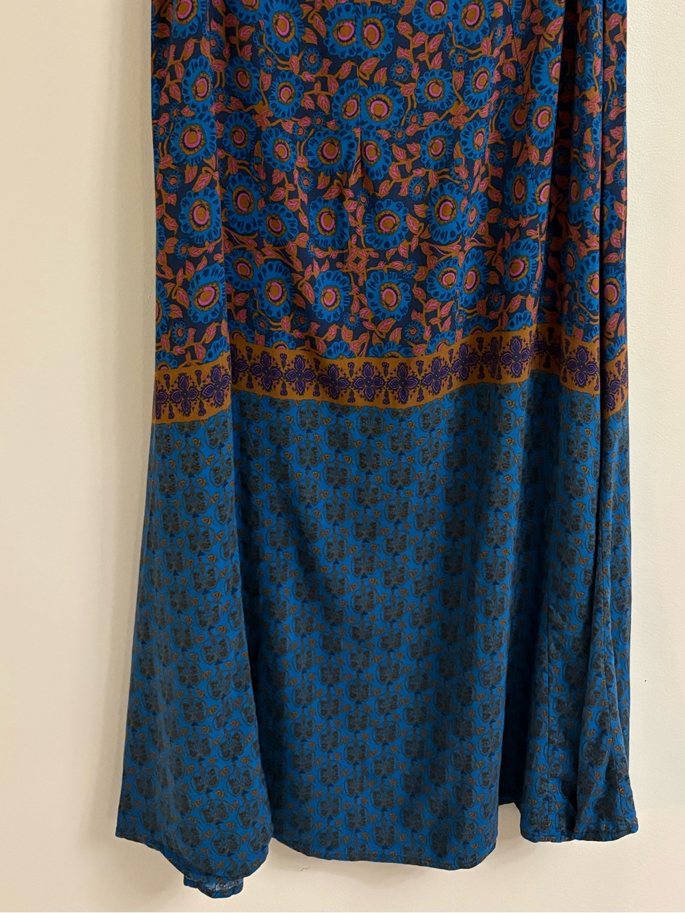 Natural Life Amy Maxi Skirt Teal Boho Floral large Bohemian Art to wear eclectic - Picture 7 of 12